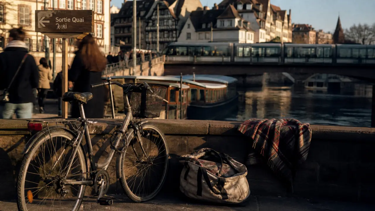 Activités en plein air à Strasbourg : vélo garé sur les quais de Strasbourg