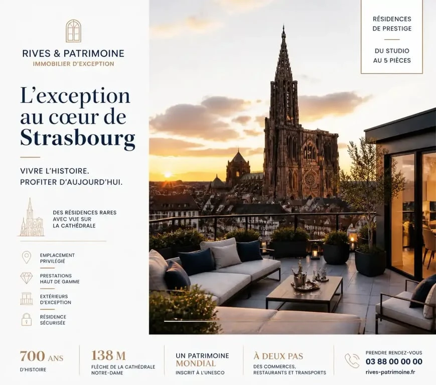 Vue sur la cathédrale de Strasbourg depuis un rooftop, une des activités jeunes à Strasbourg