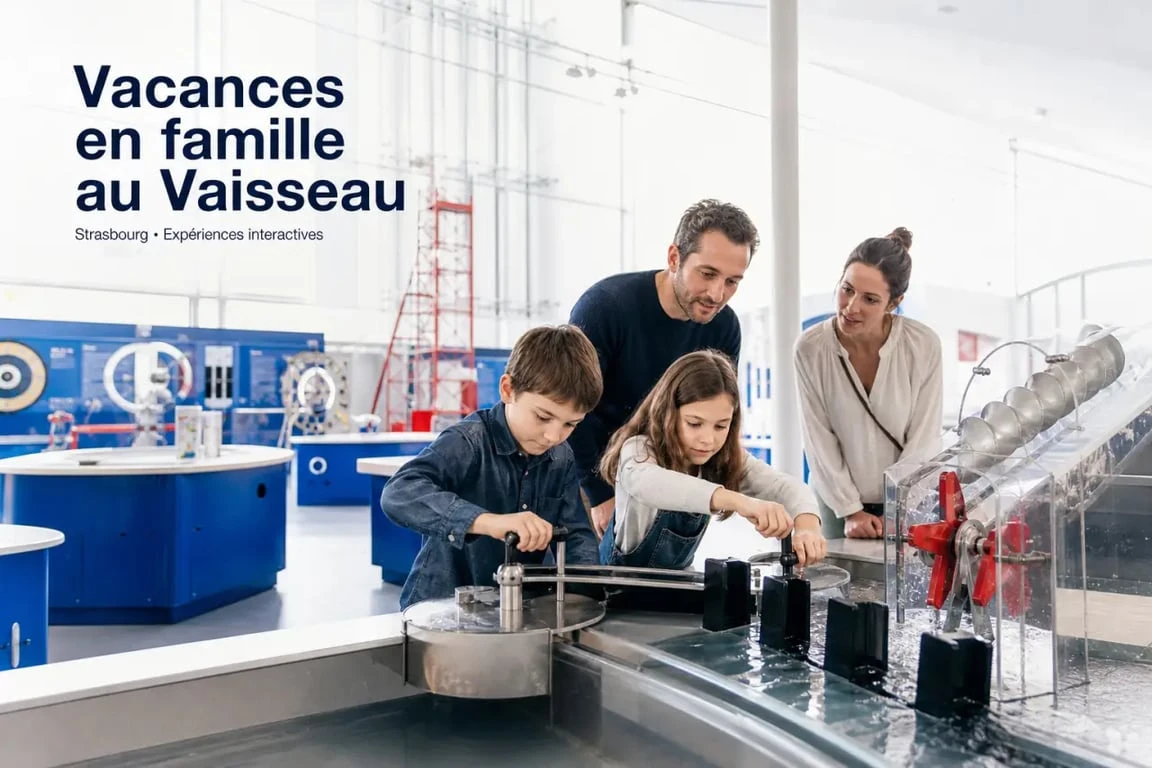 Vacances famille Strasbourg au Vaisseau avec une famille dans un espace interactif pour enfants