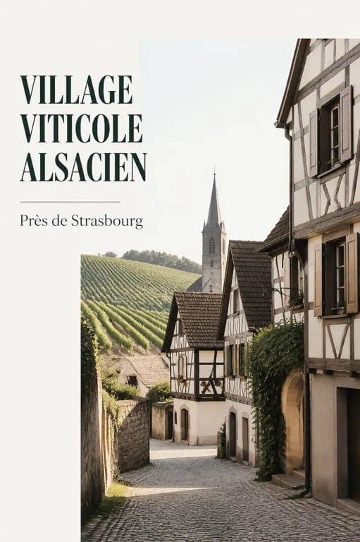 Que faire autour de Strasbourg : village alsacien à colombages et vignoble en arrière-plan