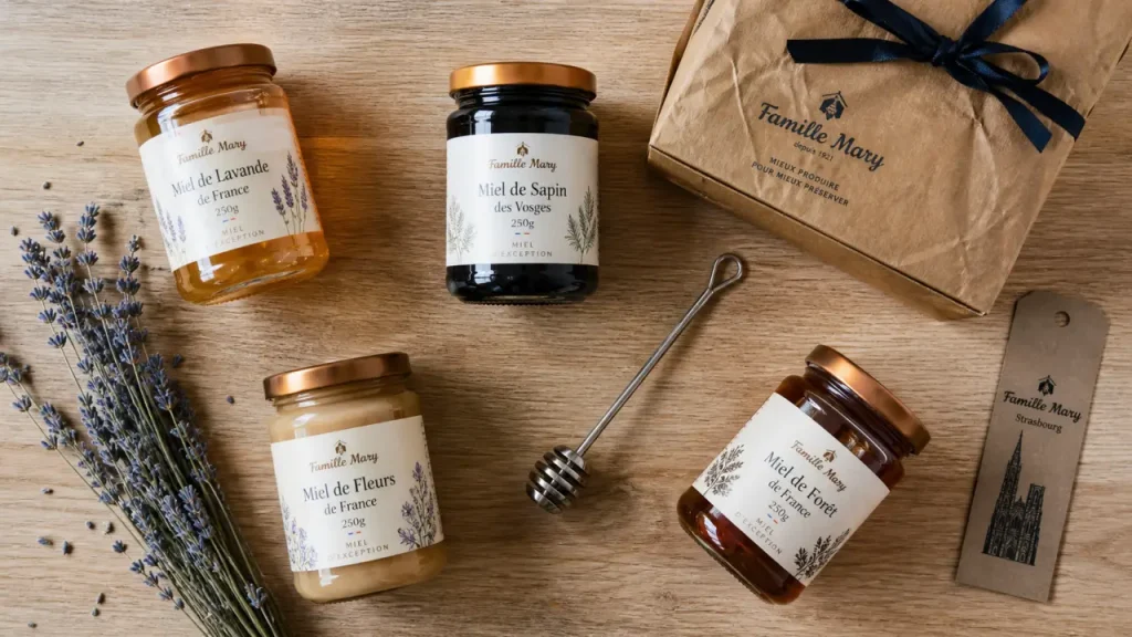 Famille Mary Strasbourg : pots de miel et coffret gourmand