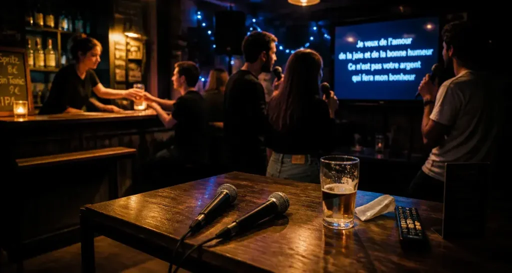 Karaoké Strasbourg : intérieur de bar avec micros live