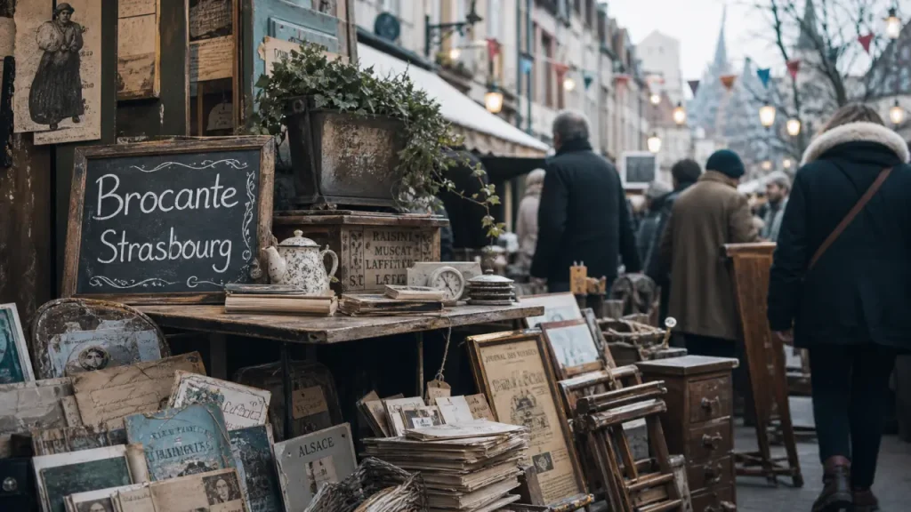 Marchés aux puces Strasbourg : étals de brocante au marché aux puces