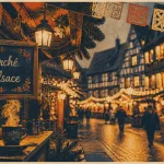 Marchés de noel autour de Strasbourg : ruelle alsacienne, chalets et vin chaud fumant