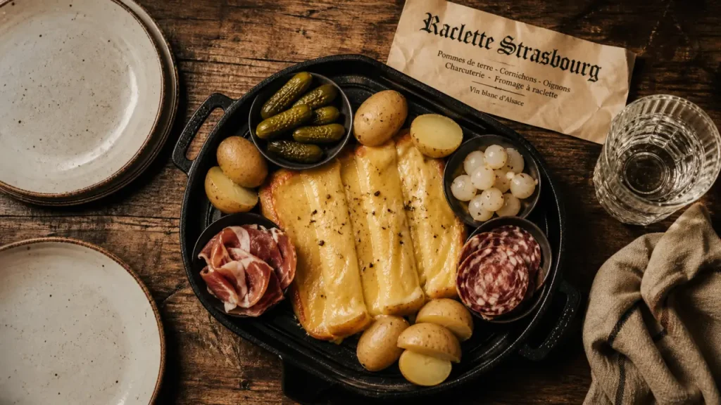 Restaurant a raclette Strasbourg et Paris : raclette à partager, fromage fondu
