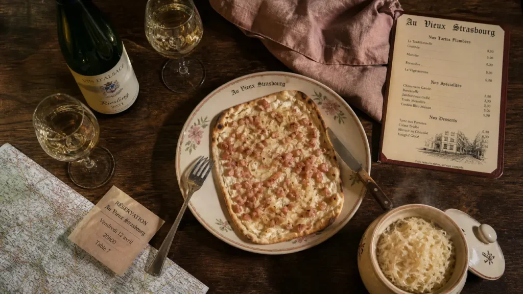 Restaurants cathédrale Strasbourg : tarte flambée, choucroute, vin d’Alsace