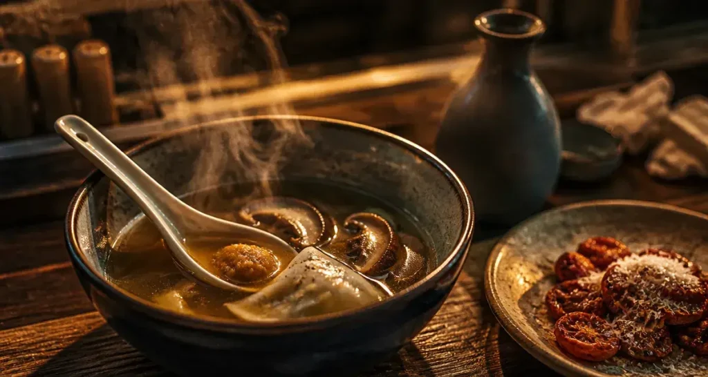 Restaurants umami Strasbourg : bol de bouillon umami, miso et champignons