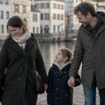 shooting famille strasbourg sur les quais de l’Ill, photo naturelle en fin d’après-midi
