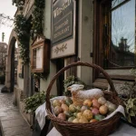 Week end de paques 2026 alsace : œufs décorés devant une winstub