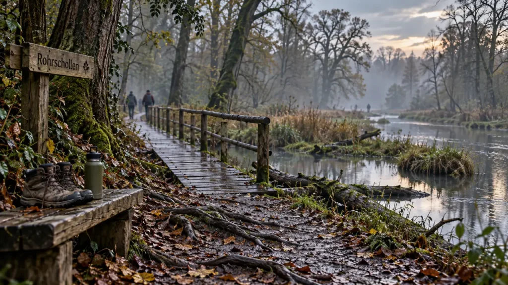 Balade autour de Strasbourg 10 km : sentier en forêt et passerelle au bord de l’eau