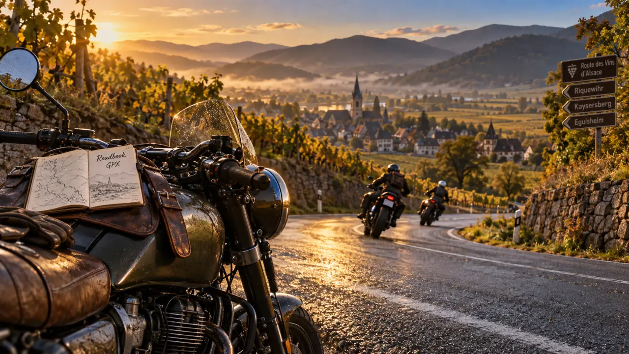 Balade moto strasbourg : moto et vignes au col des Vosges, roadbook GPX