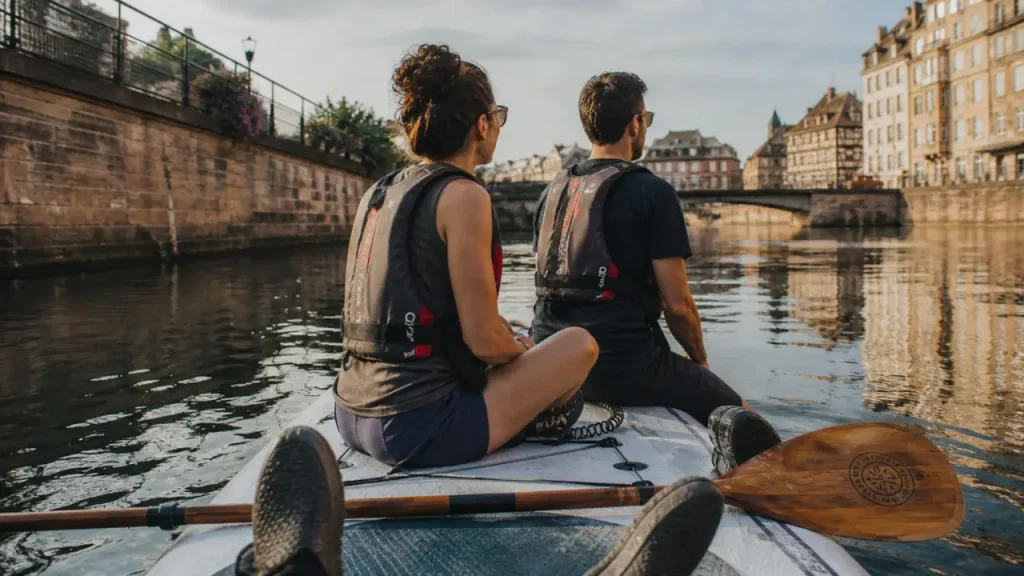 Balade paddle strasbourg sur l’Ill à Strasbourg, reflets de l’eau