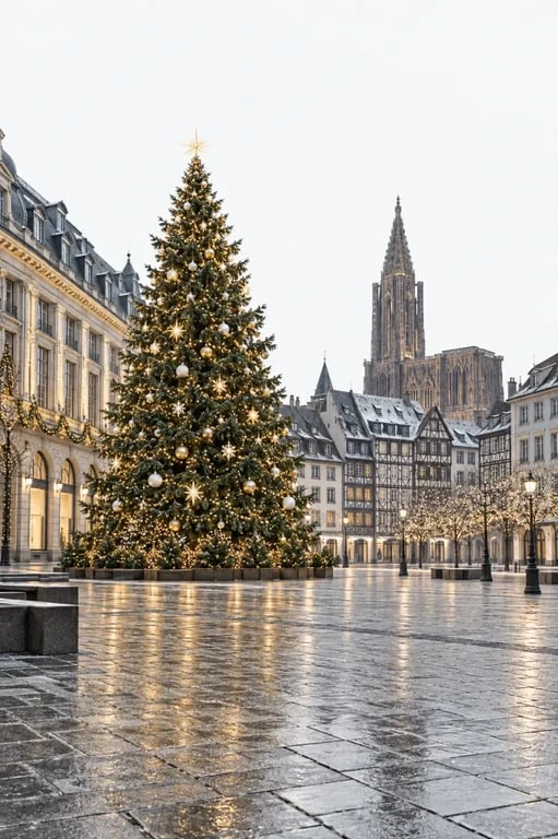 Marchés de Noël Strasbourg 2020 : Grand Sapin et illuminations sans chalets place Kléber