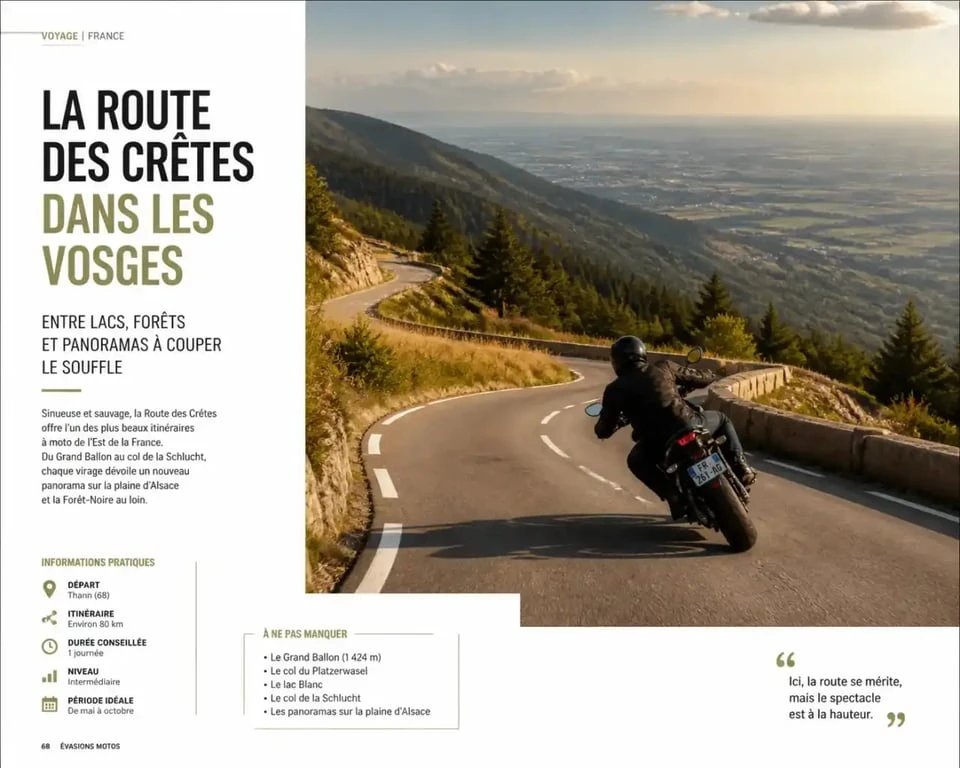 Balade moto Strasbourg sur la route des Crêtes dans les Vosges