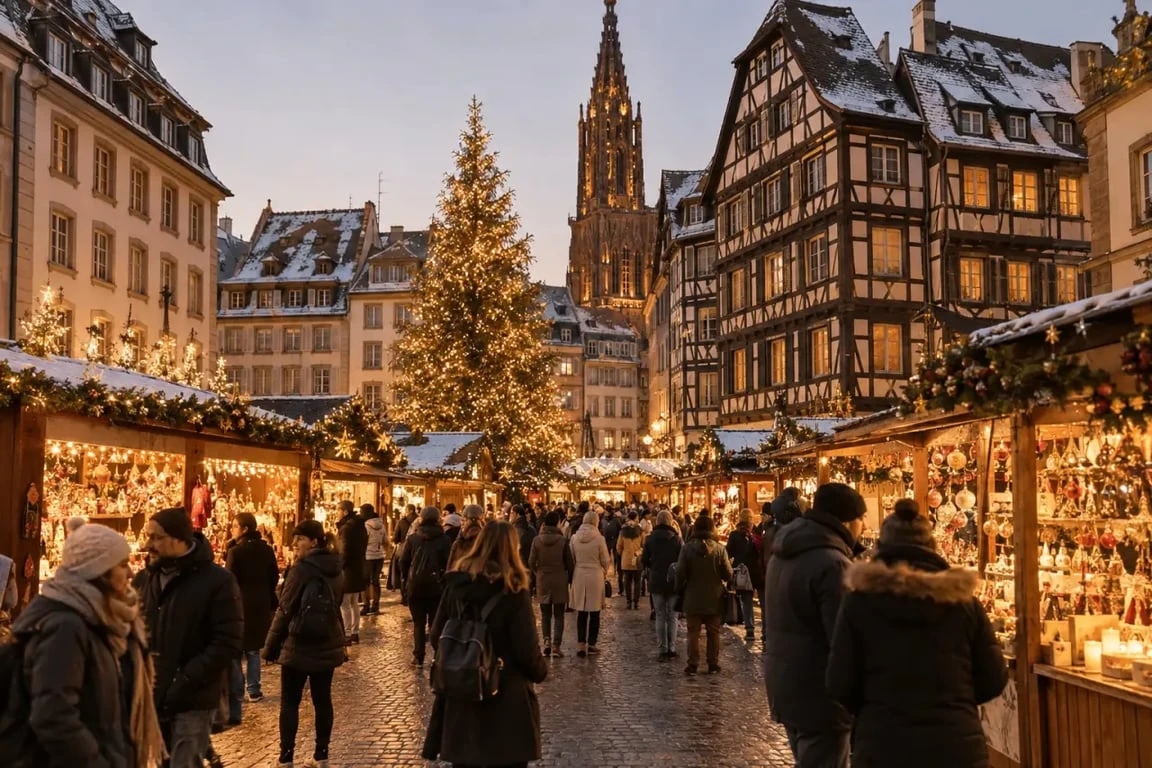 Marchés de Noël Strasbourg 2023 illuminés dans le centre historique