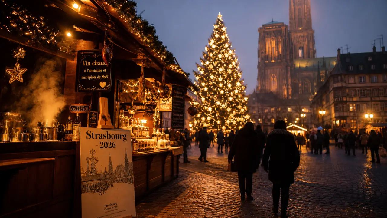 Marché de noel alsace 2026, Grand Sapin illuminé à Strasbourg, chalets et vin chaud