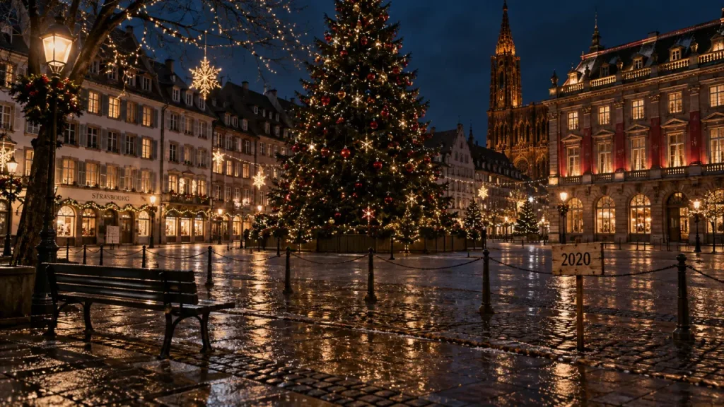 Marchés de Noël de Strasbourg en 2020 : le sapin est resté, les 300 chalets ont disparu