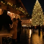 Marchés de noel strasbourg 2024 : place Kléber, chalets et sapin illuminé la nuit