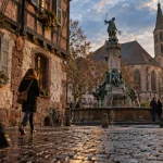 Krutenau Strasbourg : fontaine des Zurichois et église Saint-Guillaume