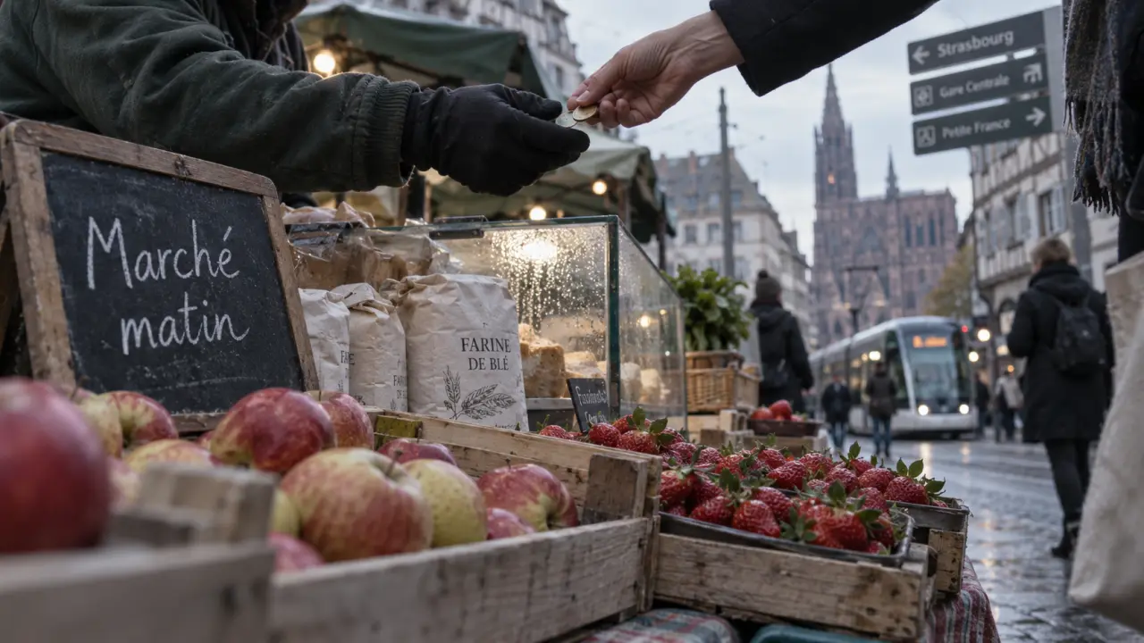 Marchés Strasbourg horaires : marché du matin, étals et échanges de pièces